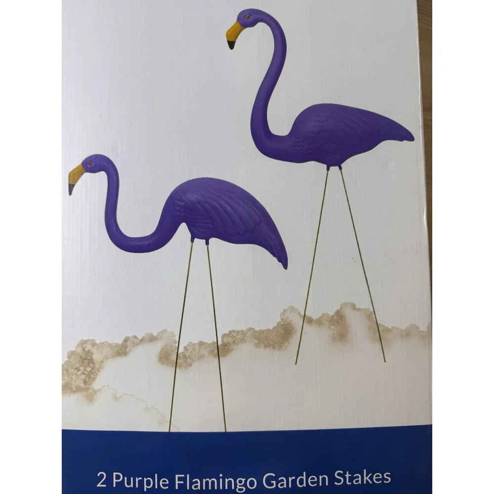 Northlight Purple Flamingo Garden Stakes Set of 4 NEW Sealed Yard Decor (RARE)